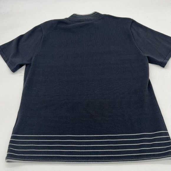 Tahari Arthur Levine Gray Silk Blend Short Sleeve Light Weight Sweater Trim 12 - Picture 5 of 5